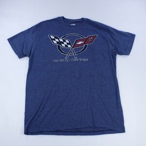 Corvette Racing GM T-Shirt – Heather Blue C6/C7 Logo Tee, Size L